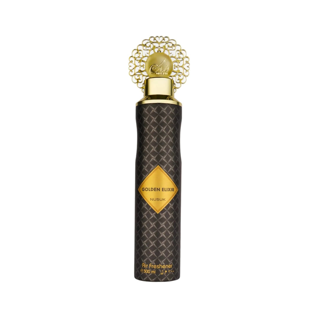 Nusuk Golden Elixir Lufterfrischer 300 ml – Flakon vor weißem Hintergrund