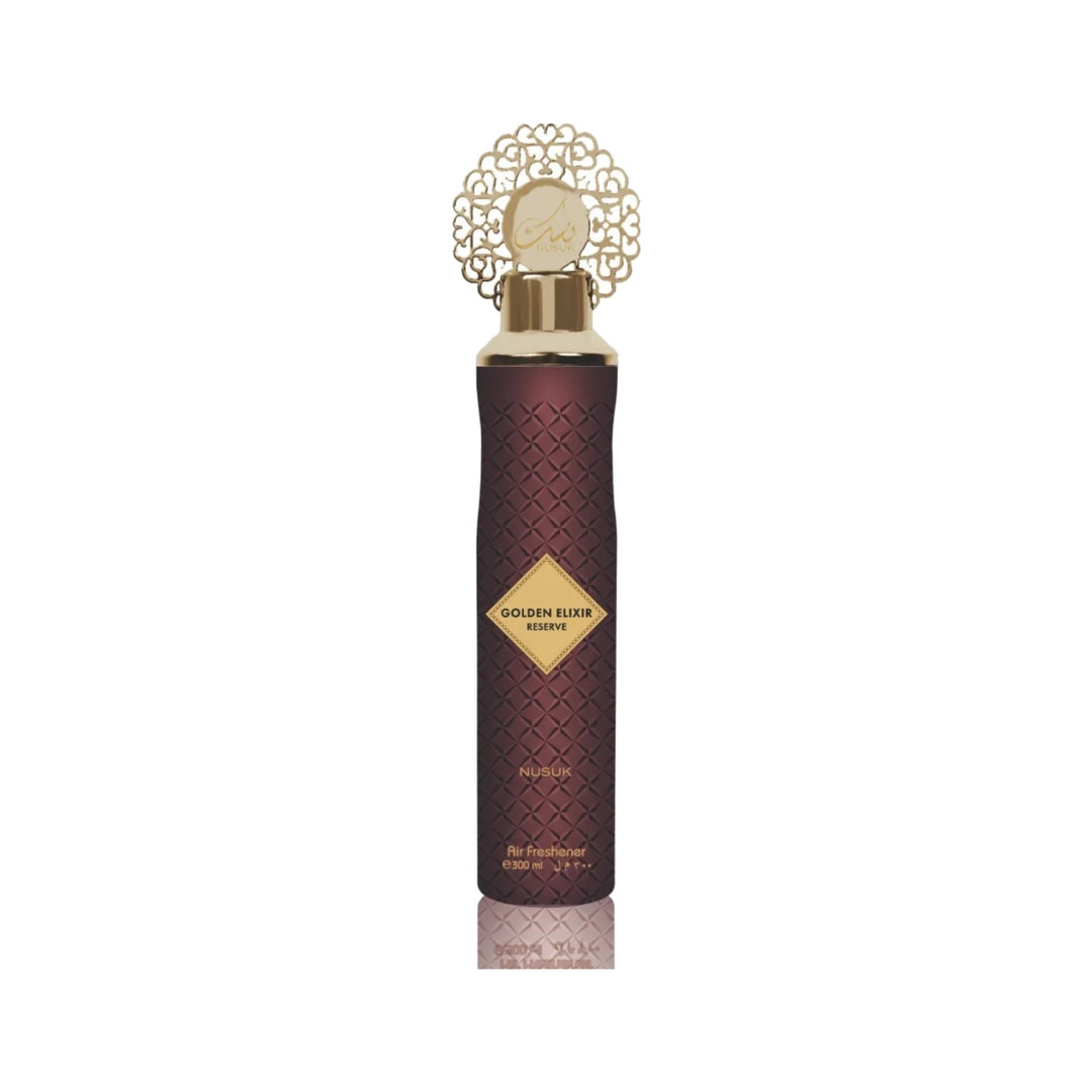 Nusuk Golden Elixir Reserve Lufterfrischer 300 ml – Flakon vor weißem Hintergrund